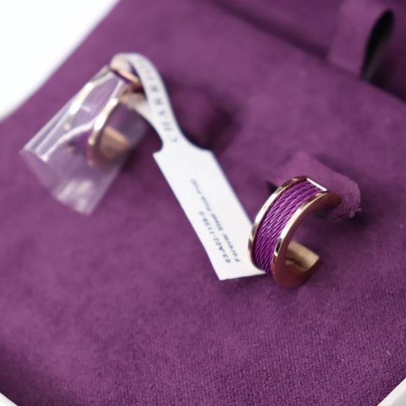 CHARRIOL Plum Rose Gold Huggie Hoop Cable Earrings - Picture 3 of 7